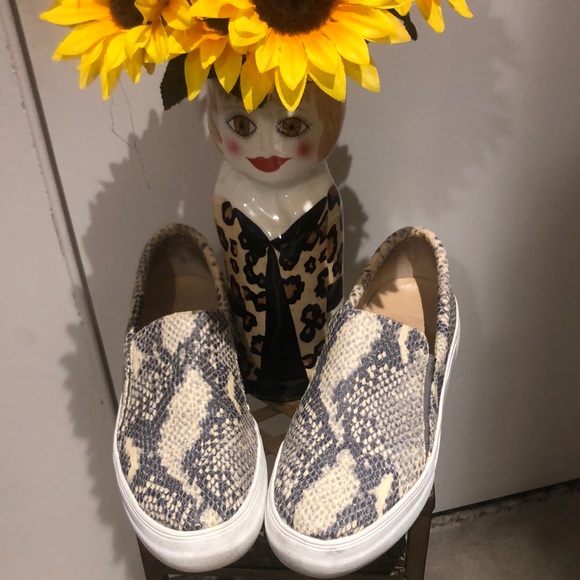 Vince Camuto Shoes - Vince Camuto snakeskin slip ons. Leather upper.  Size 7 1/2 slashM/38. Comfy.